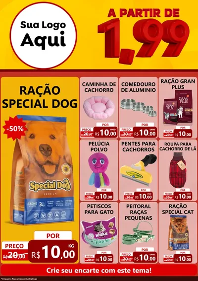 Modelo de Encarte para Encarte A4 Vertical com o tema A Partir de Um e Noventa e Nove - 1,99 para Pet Shop