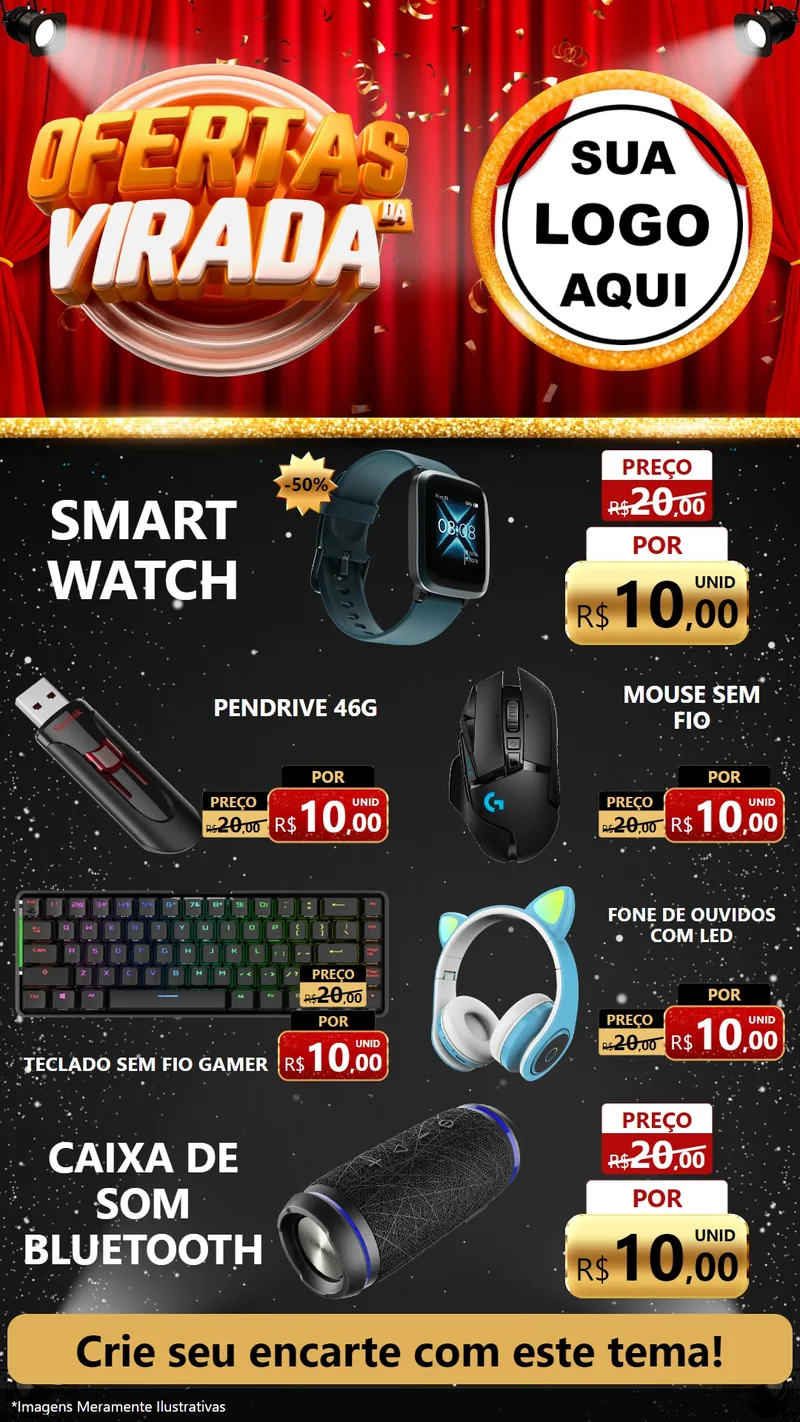 Modelo de TV para TV Vertical com o tema Ofertas da Virada para Informática