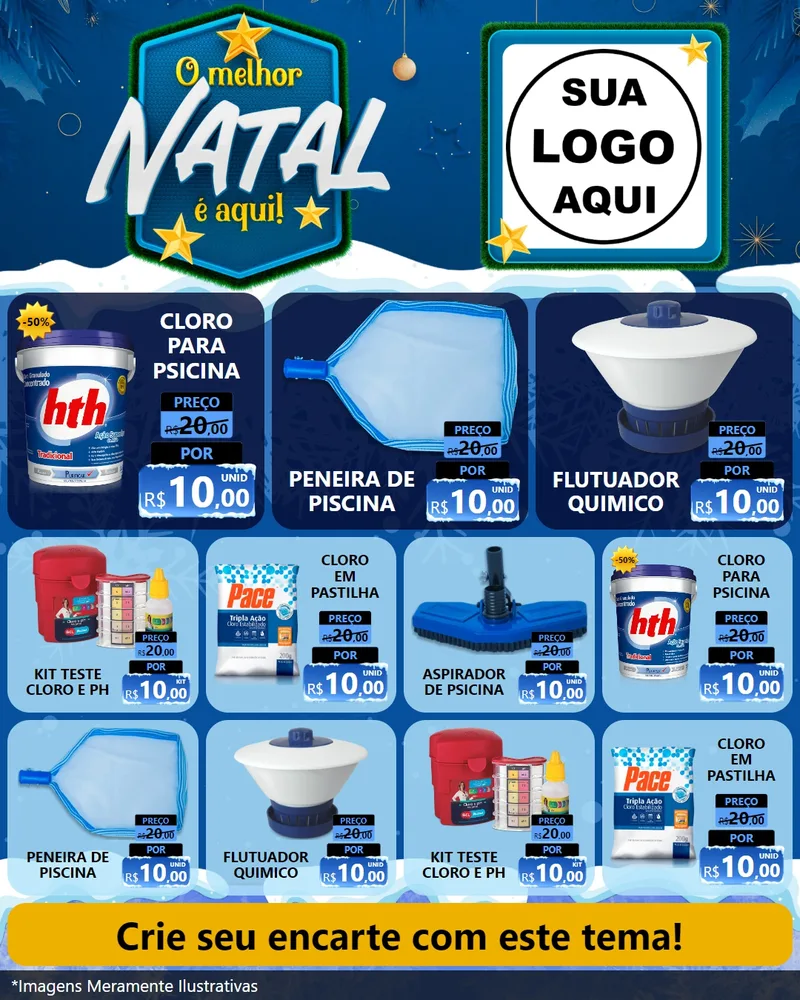 Modelo de Rede Social para Feed Instagram com o tema O Melhor Natal É Aqui! para Produtos para Piscina
