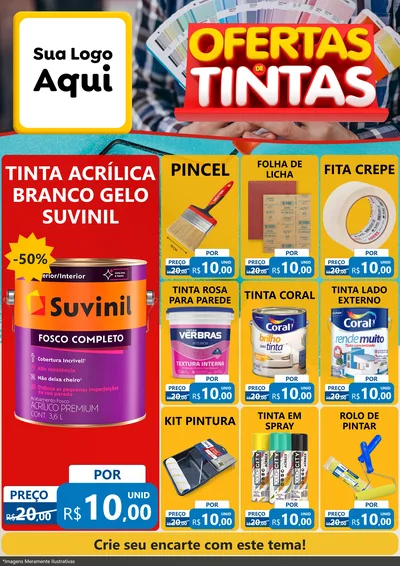 Modelo de Encarte para Encarte A4 Vertical com o tema Ofertas de Tintas para Tintas e Ferramentas