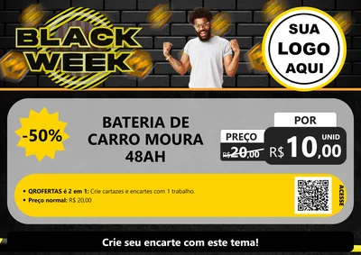 Modelo de Cartaz para Cartaz A4 Horizontal com o tema Black Week para Baterias Elétricas