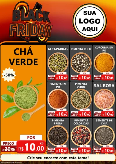 Modelo de Encarte para Encarte A4 Vertical com o tema Black Friday para Produtos Naturais