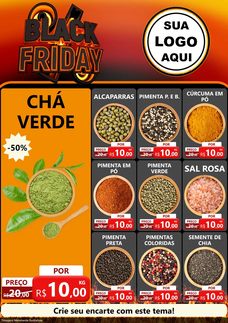 Modelo de Encarte para Encarte A4 Vertical com o tema Black Friday para Produtos Naturais