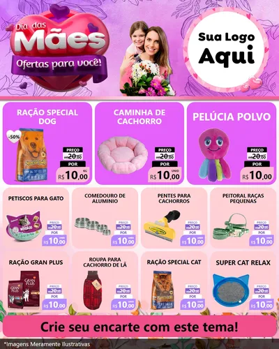 Modelo de Rede Social para Feed Instagram com o tema Dia das Mães Ofertas para Você! para Pet Shop
