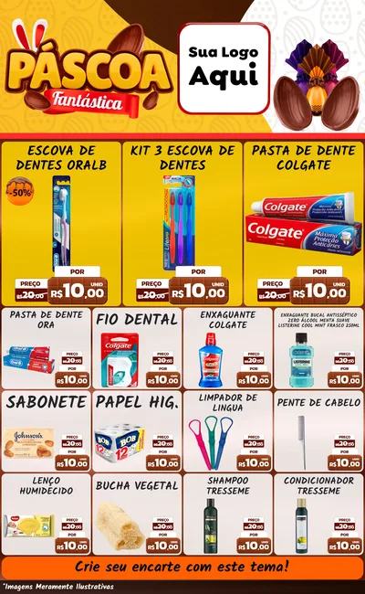 Modelo de Encarte para Encarte Grande com o tema Páscoa Fantástica para Higiene Pessoal