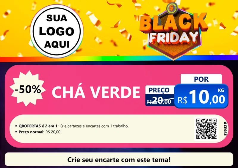 Modelo de Cartaz para Cartaz A4 Horizontal com o tema Black Friday para Produtos Naturais