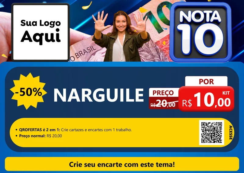 Modelo de Cartaz para Cartaz A4 Horizontal com o tema Nota 10 para Tabacaria