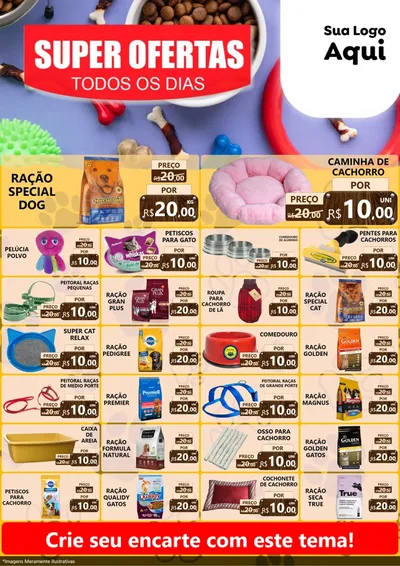Modelo de Encarte para Encarte A4 Vertical com o tema Super Ofertas Todos os Dias para Pet Shop