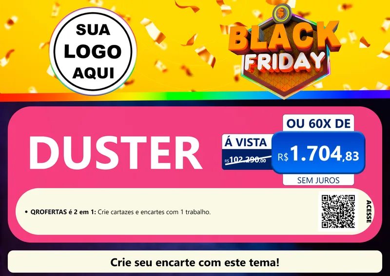 Modelo de Cartaz para Cartaz A4 Horizontal com o tema Black Friday para Concessionaria de Carros