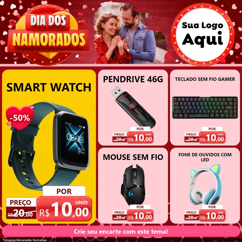 Modelo de Rede Social para Feed Facebook com o tema Dia Dos Namorados para Informática