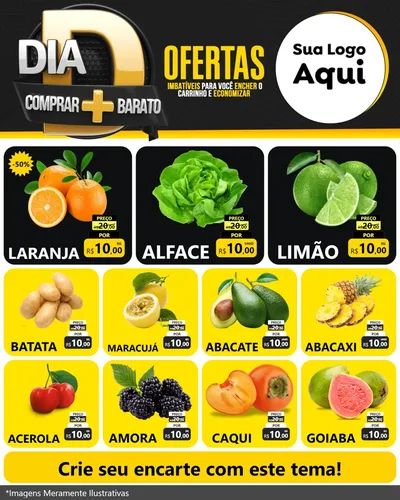 Modelo de Rede Social para Feed Instagram com o tema Dia D Mais Economia para Hortifrúti