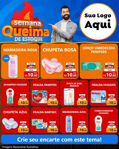 Modelo de Rede Social para Feed Instagram com o tema Semana Queima de Estoque para Bebês