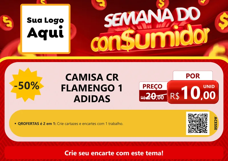 Modelo de Cartaz para Cartaz A4 Horizontal com o tema Semana do Consumidor para Roupas e acessórios