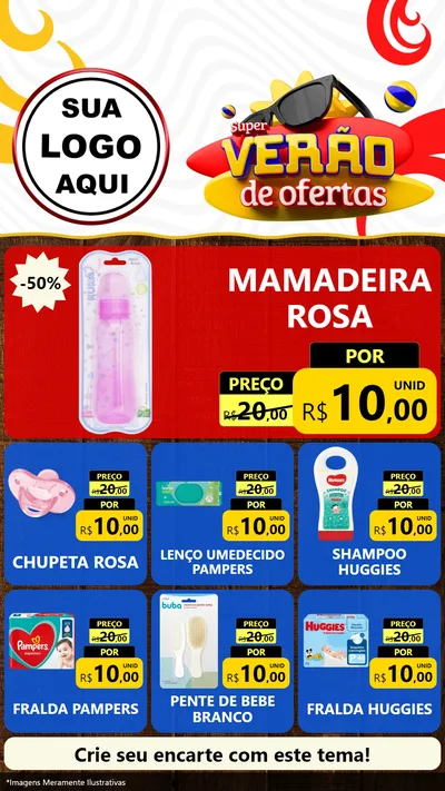 Modelo de Rede Social para Stories com o tema Super Verão de Ofertas para Bebês