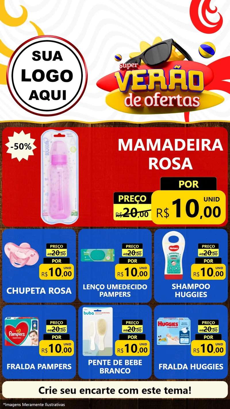 Modelo de Rede Social para Stories com o tema Super Verão de Ofertas para Bebês