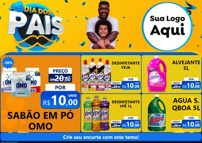 Modelo de Encarte para Encarte A4 Horizontal com o tema Dia dos Pais para Produtos de Limpeza