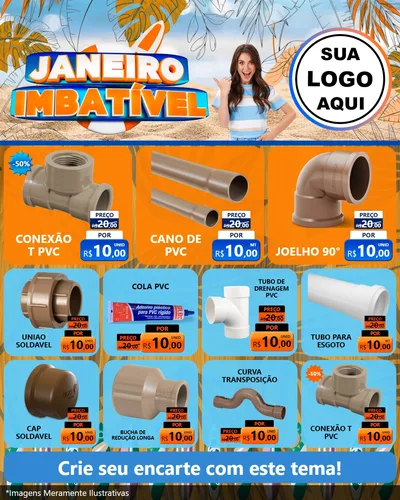 Modelo de Rede Social para Feed Instagram com o tema Janeiro Imbatível para Tubos e conexões