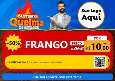 Modelo de Cartaz para Cartaz A4 Horizontal com o tema Semana Queima de Estoque para Assados