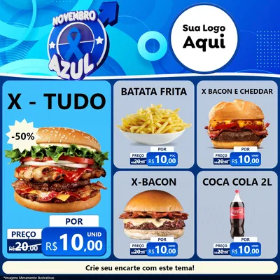Modelo de Rede Social para Feed Facebook com o tema Novembro Azul para Hamburgueria
