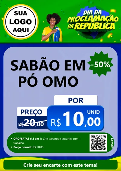 Modelo de Cartaz para Cartaz A4 Vertical com o tema Dia Da Proclamação Da República para Produtos de Limpeza