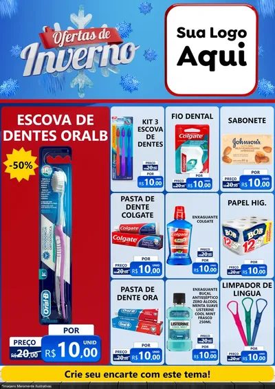 Modelo de Encarte para Encarte A4 Vertical com o tema Ofertas de Inverno para Higiene Pessoal