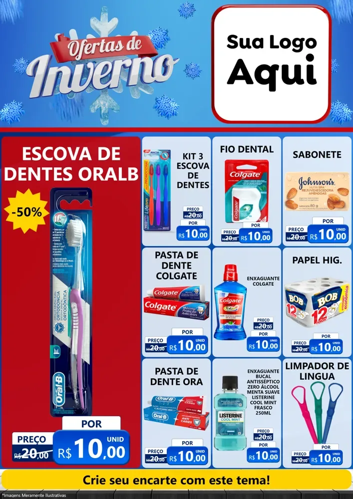 Modelo de Encarte para Encarte A4 Vertical com o tema Ofertas de Inverno para Higiene Pessoal