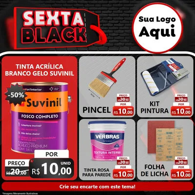 Modelo de Rede Social para Feed Facebook com o tema Sexta Black para Tintas e Ferramentas