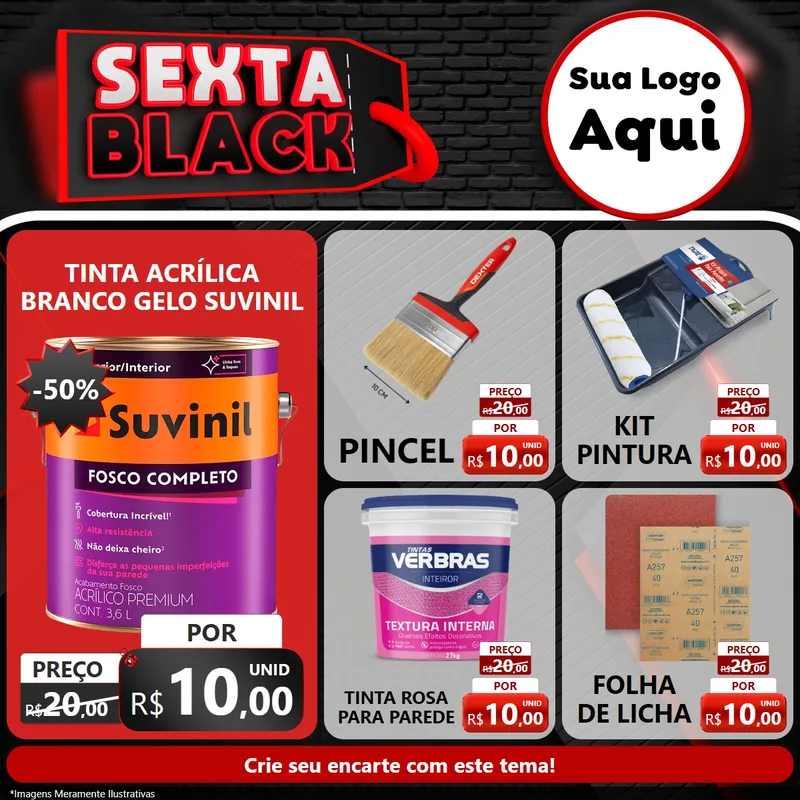 Modelo de Rede Social para Feed Facebook com o tema Sexta Black para Tintas e Ferramentas