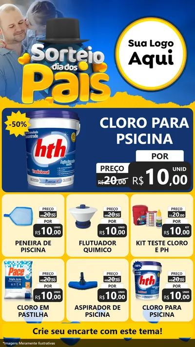Modelo de Rede Social para Stories com o tema Sorteio Dia Dos Pais para Produtos para Piscina