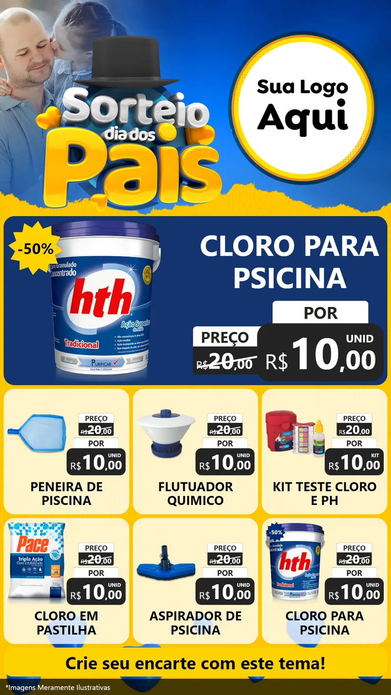 Modelo de Rede Social para Stories com o tema Sorteio Dia Dos Pais para Produtos para Piscina