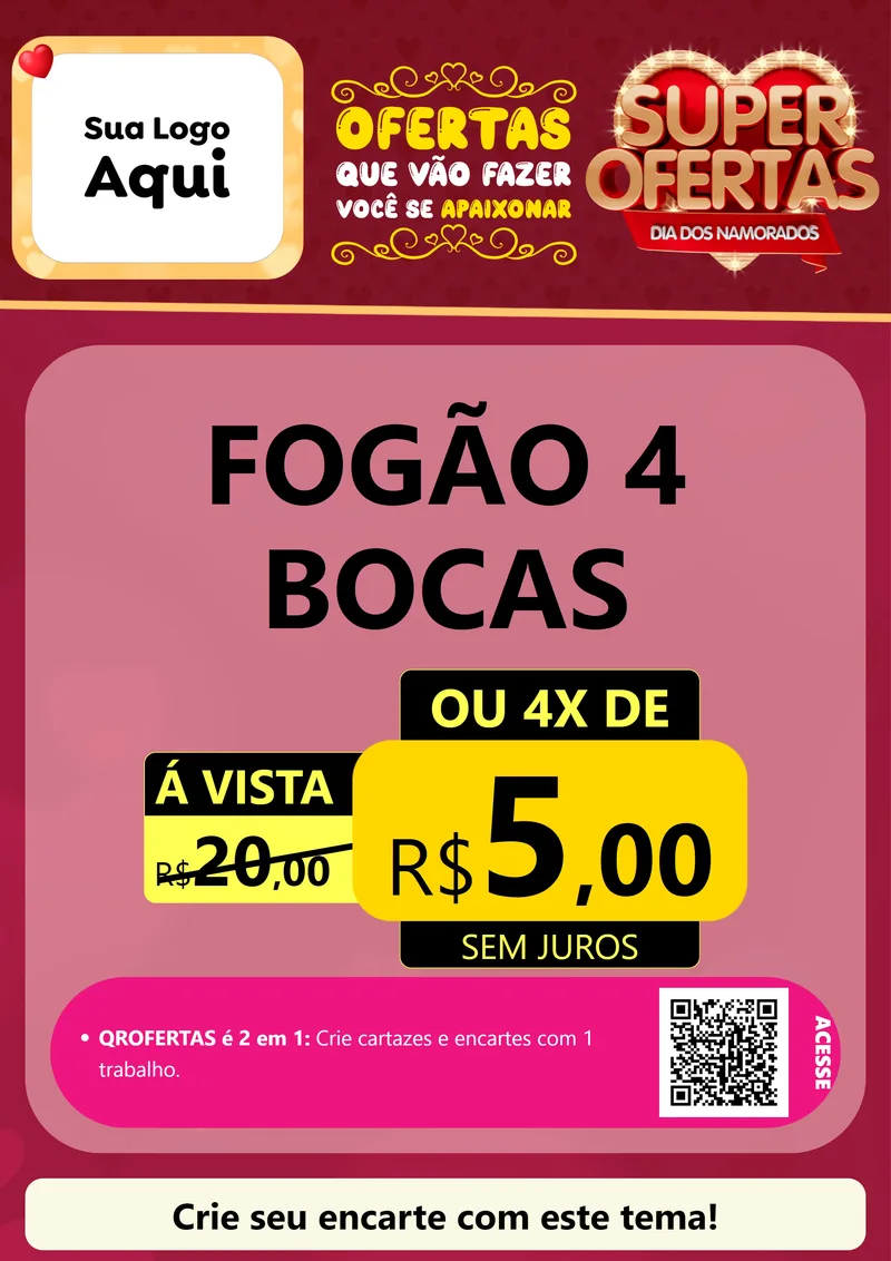 Modelo de Cartaz para Cartaz A4 Vertical com o tema Dia dos Namorados para Móveis e Eletro