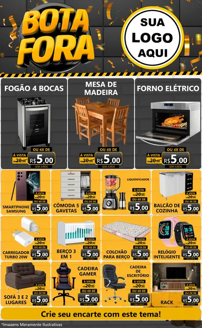 Modelo de Encarte para Encarte Grande com o tema Bota Fora para Móveis e Eletro