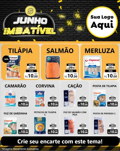 Modelo de Rede Social para Feed Instagram com o tema Junho Imbatível para Peixaria