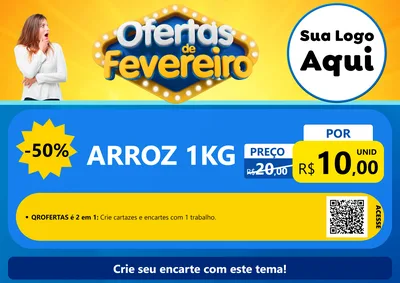 Modelo de Cartaz para Cartaz A4 Horizontal com o tema Ofertas de Fevereiro para Supermercado