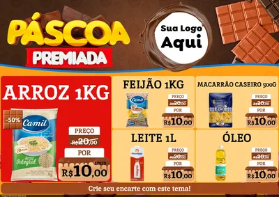 Modelo de Encarte para Encarte A4 Horizontal com o tema Páscoa Premiada para Supermercado