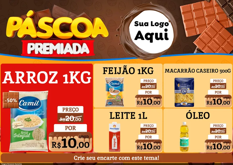 Modelo de Encarte para Encarte A4 Horizontal com o tema Páscoa Premiada para Supermercado