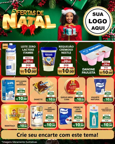 Modelo de Rede Social para Feed Instagram com o tema Ofertas de Natal para Frios e Laticínios