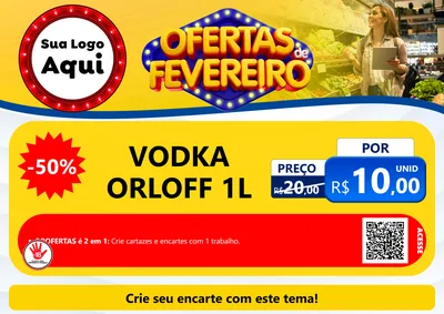Modelo de Cartaz para Cartaz A4 Horizontal com o tema Ofertas de Fevereiro para Distribuidora de bebidas