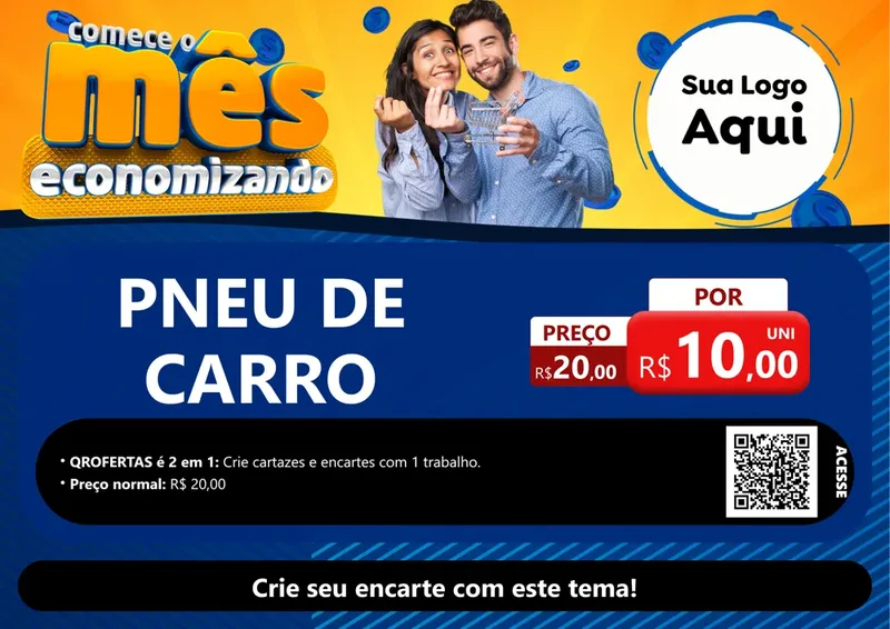 Modelo de Cartaz para Cartaz A4 Horizontal com o tema Comece O Mês Economizando para Auto peças