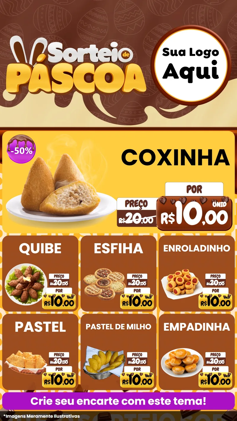 Modelo de Rede Social para Stories com o tema Sorteio de Páscoa para Salgadaria