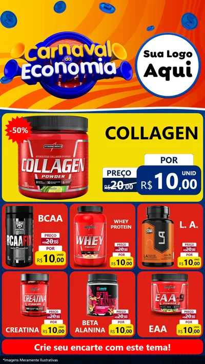 Modelo de Rede Social para Stories com o tema Carnaval da Economia para Suplementos alimentares