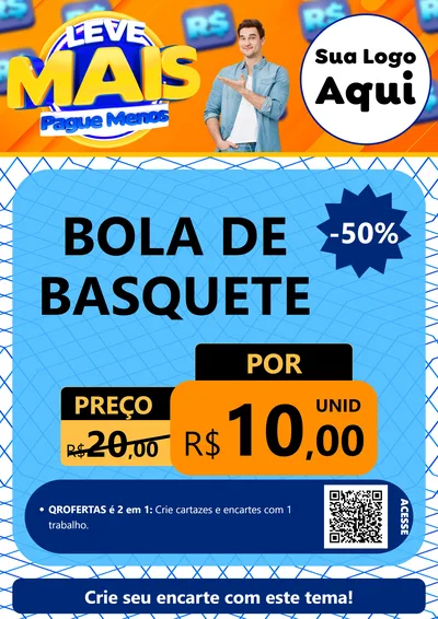 Modelo de Cartaz para Cartaz A4 Vertical com o tema Leve Mais, Pague Menos para Artigos Esportivos