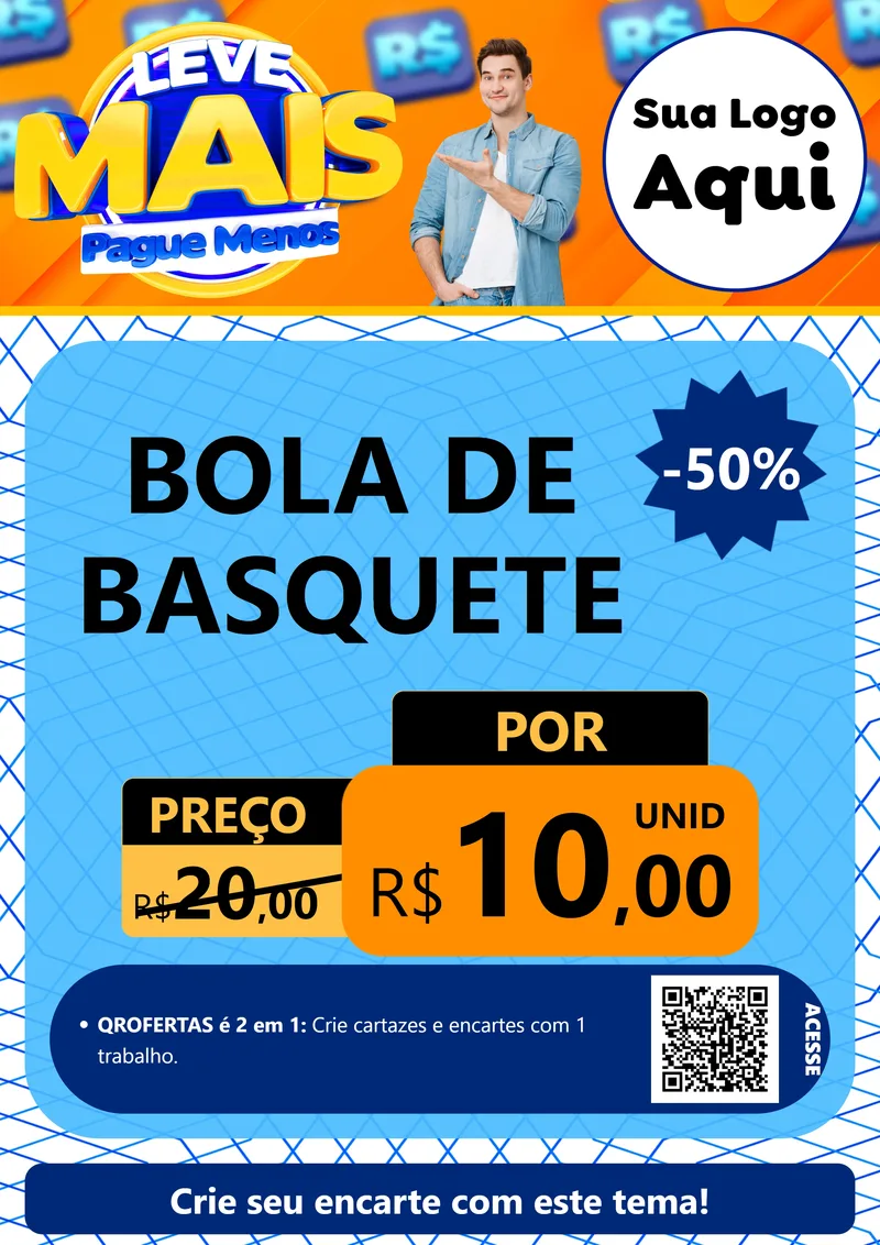Modelo de Cartaz para Cartaz A4 Vertical com o tema Leve Mais, Pague Menos para Artigos Esportivos