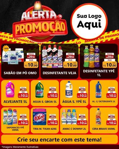 Modelo de Rede Social para Feed Instagram com o tema Alerta de Promoção para Produtos de Limpeza