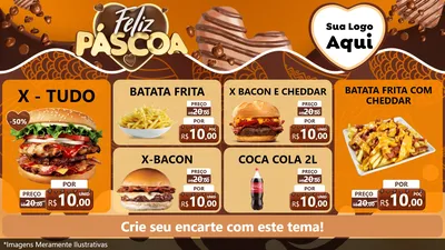 Modelo de TV para TV Horizontal com o tema Feliz Páscoa para Hamburgueria