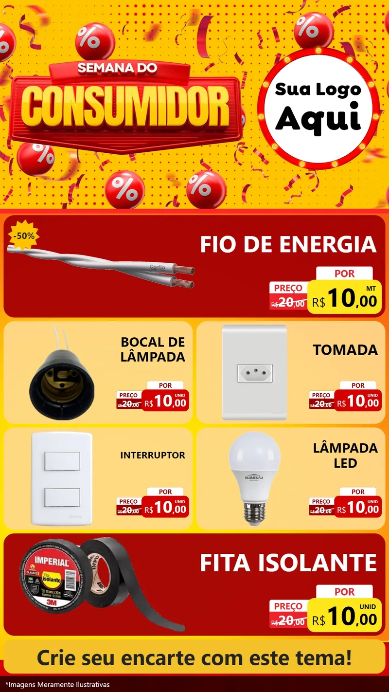 Modelo de TV para TV Vertical com o tema Semana do Consumidor para Materiais Elétricos