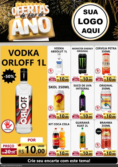 Modelo de Encarte para Encarte A4 Vertical com o tema Ofertas de Fim de Ano para Distribuidora de bebidas