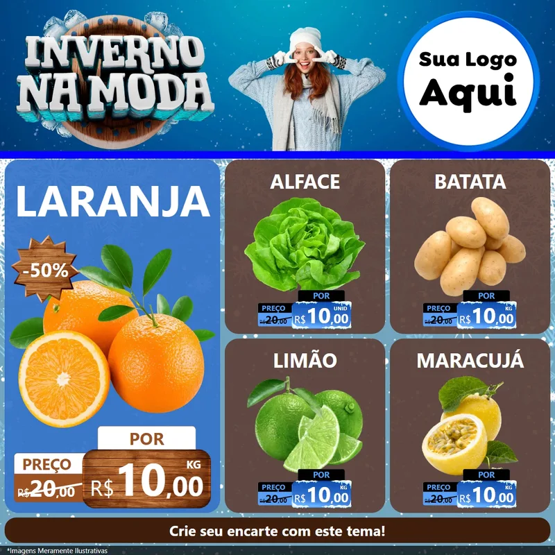 Modelo de Rede Social para Feed Facebook com o tema Inverno na Moda para Hortifrúti
