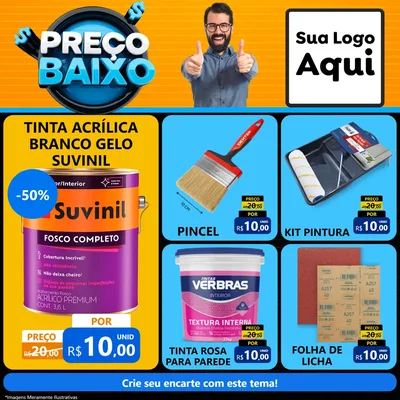 Modelo de Rede Social para Feed Facebook com o tema Preço Baixo para Tintas e Ferramentas