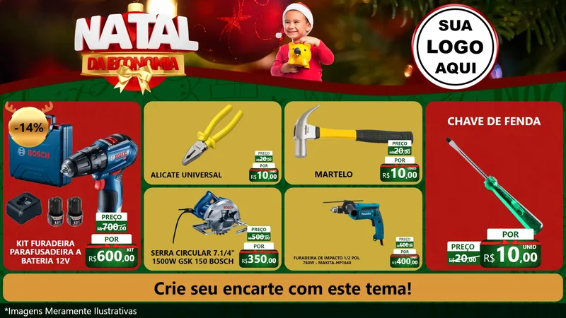 Modelo de TV para TV Horizontal com o tema Natal da Economia para Maquinas e Ferramentas